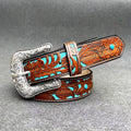 Western Carved Belt with Decorative Buckle