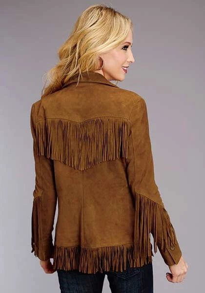 Stetson Fringed Button Front (Brown) - Women's Lamb Suede Jacket