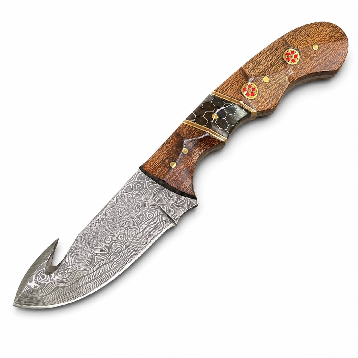 Titan Damascus Gut-Hook Hunting Knife TKT-8