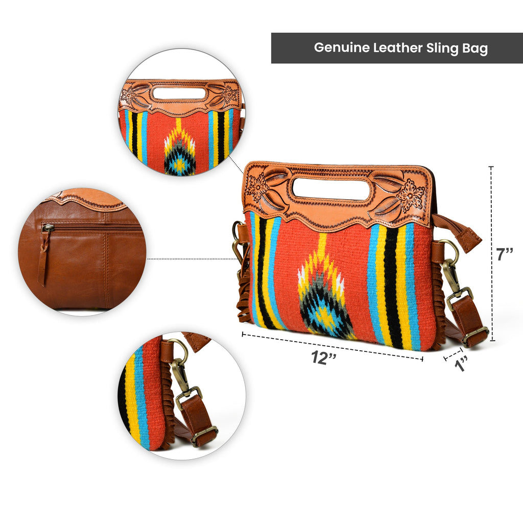 Western Leather Clutch Tooling Purse