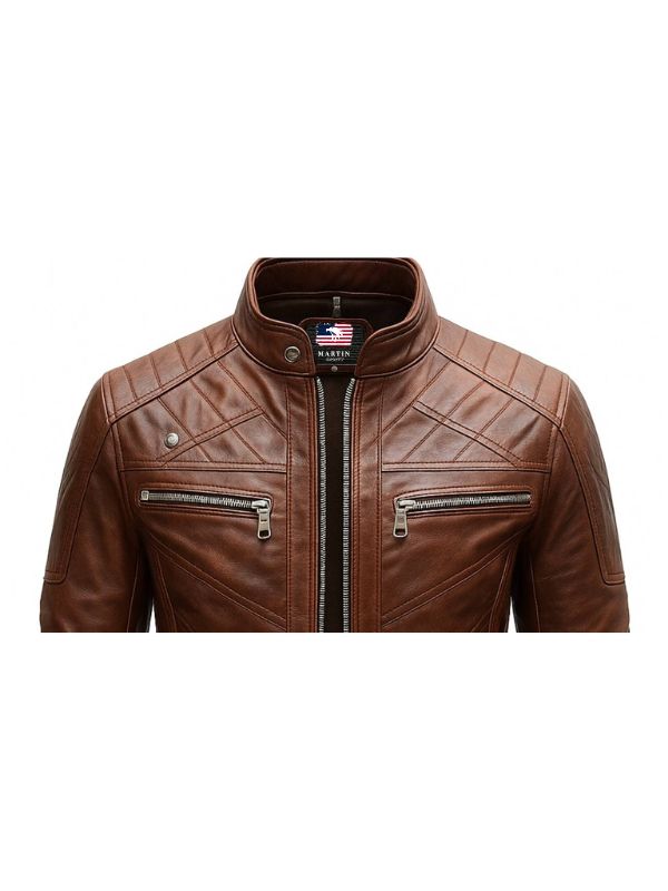 Austin Leather Brown Jacket - Men Leather Jacket Brown