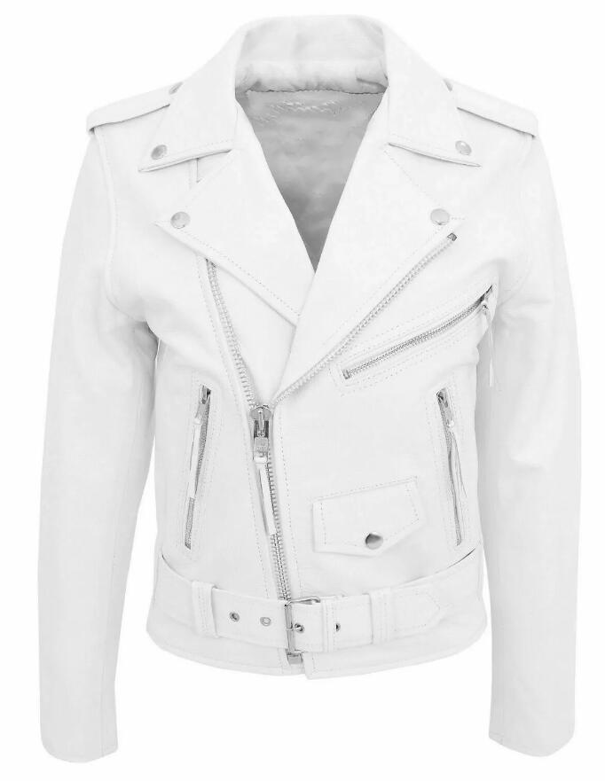 Men’s Black Cowhide Leather Motorcycle Jacket – Slim-Fit Moto Style, S–4XL