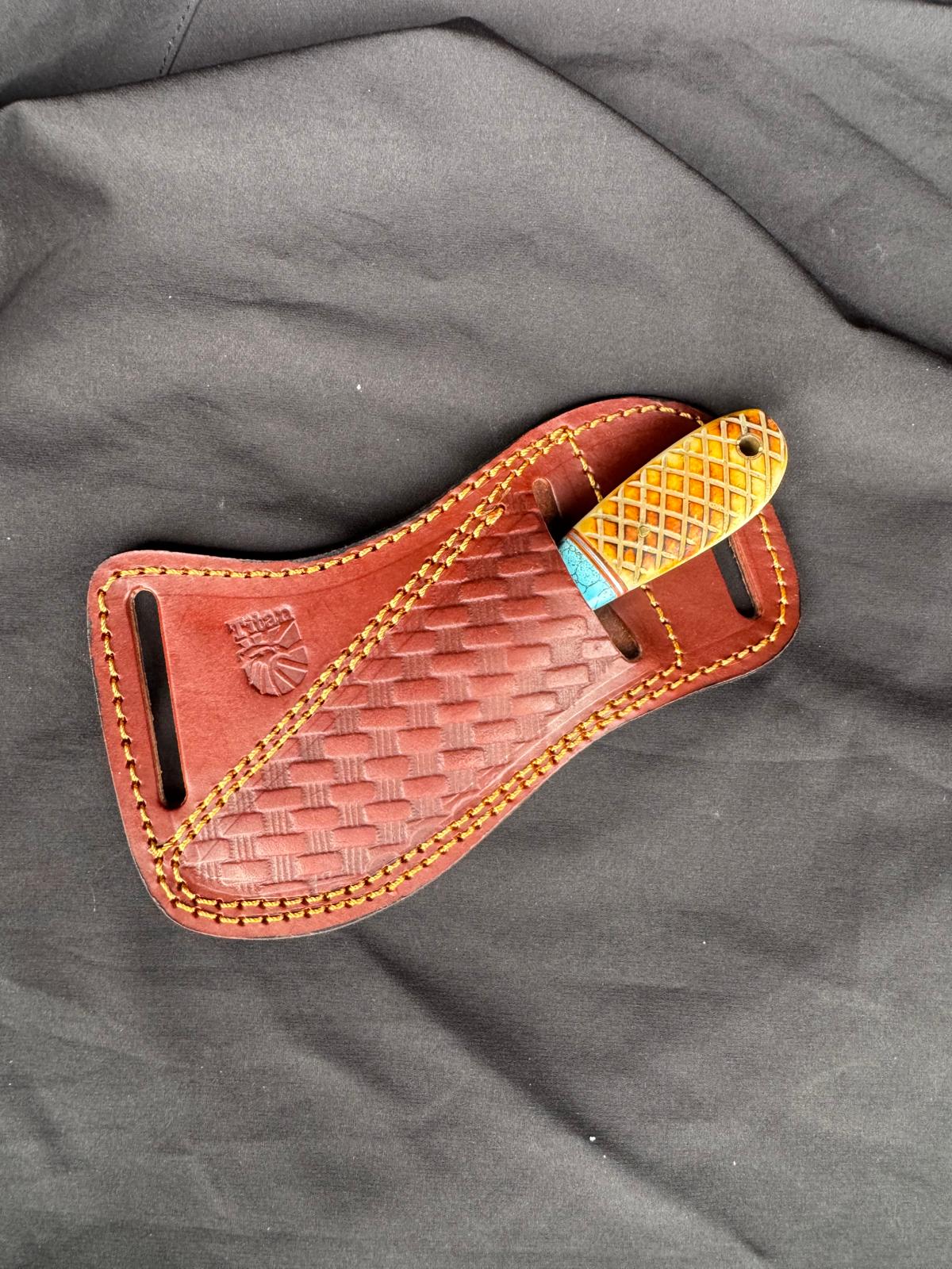 Titan Amber-Accent Damascus Gut-Hook Skinner TIK-009