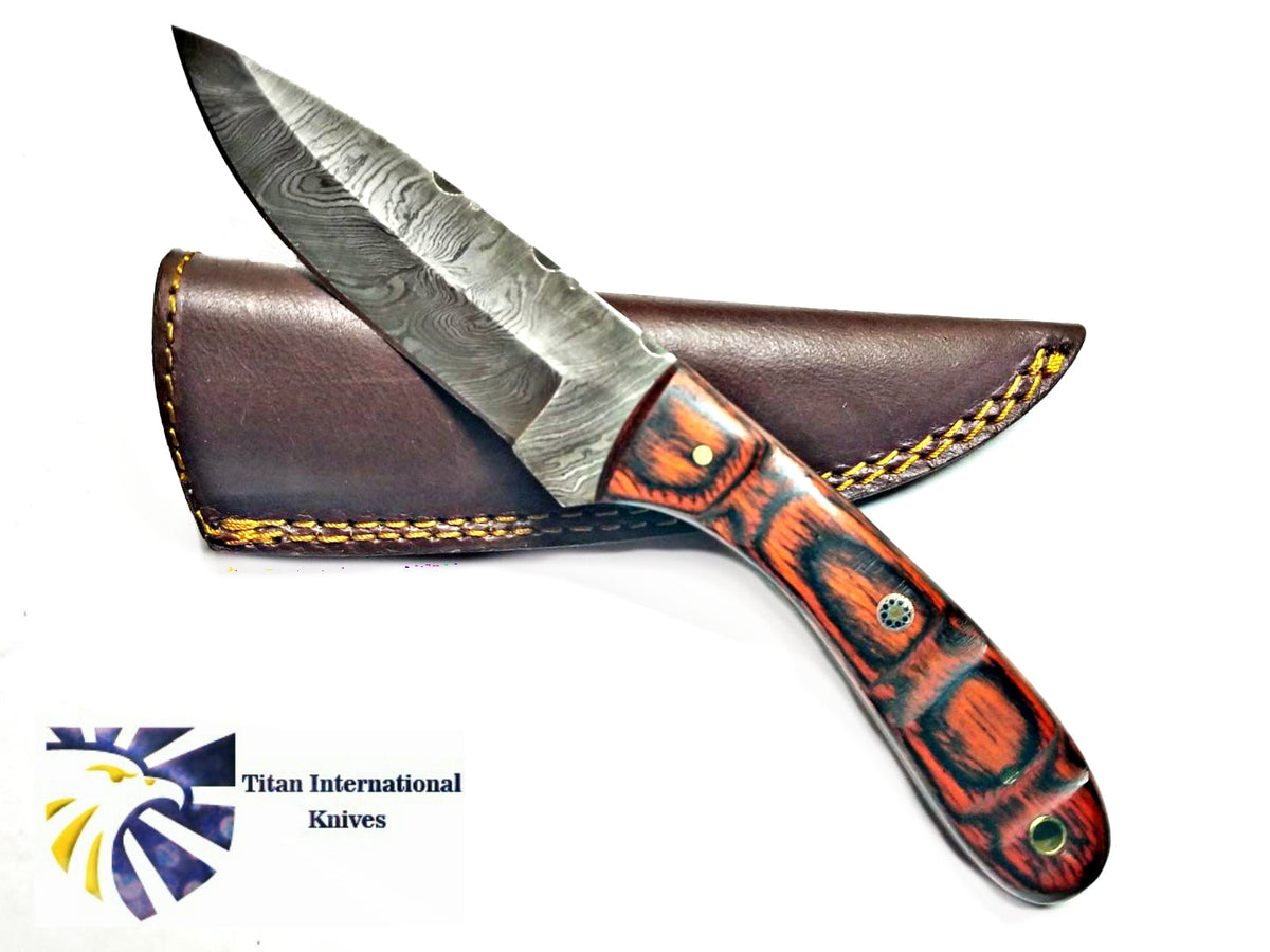 Titan Damascus Drop-Point Hunting Knife TD-180