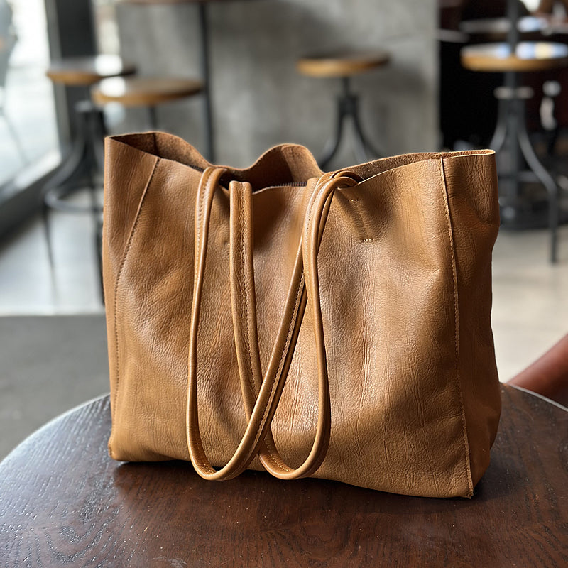 Genuine Leather Large Tote Bags for Women, Full Grain Leather Shoulder Bags for Work