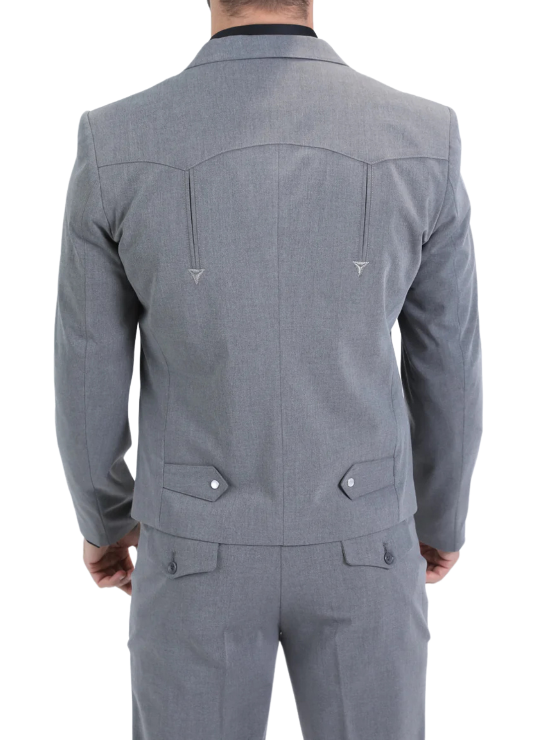 Men's Grey Western Suit 2-Piece - Cowboy Suit with Western Yoke & Pearl Snaps