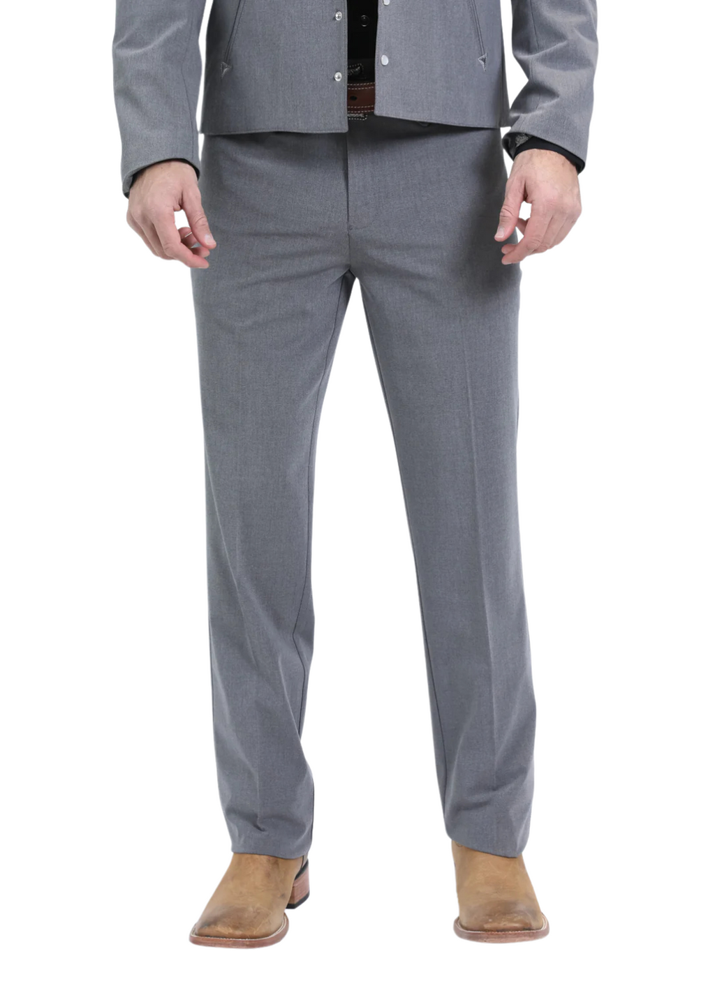Men's Grey Western Suit 2-Piece - Cowboy Suit with Western Yoke & Pearl Snaps