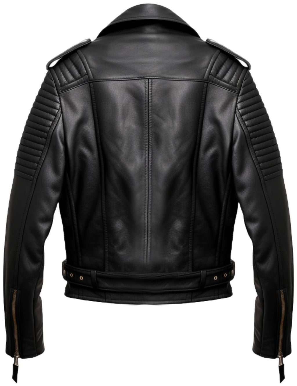 Men's Leather Biker Jacket with Quilted Detail
