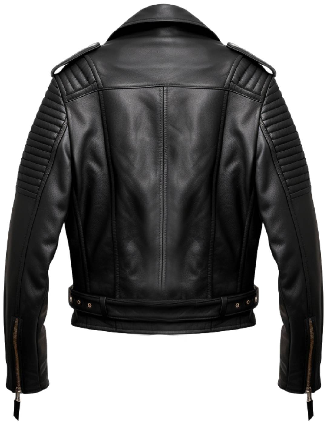 Men's Leather Biker Jacket with Quilted Detail