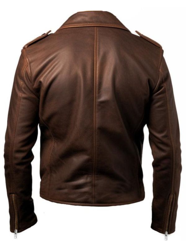 Men Slimfit Rider Brown Leather Jacket