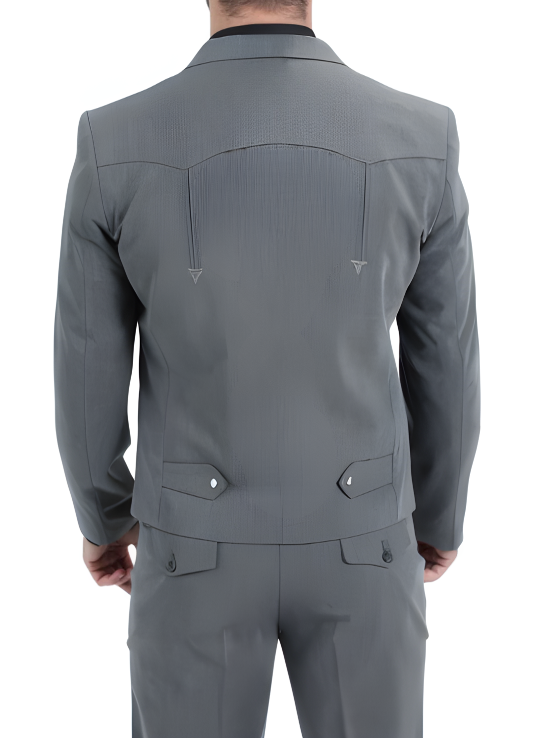 Men's Charcoal Western Suit 2-Piece - Cowboy Suit with Western Yoke & Pearl Snaps