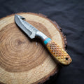 Titan Amber-Accent Damascus Gut-Hook Skinner TIK-009