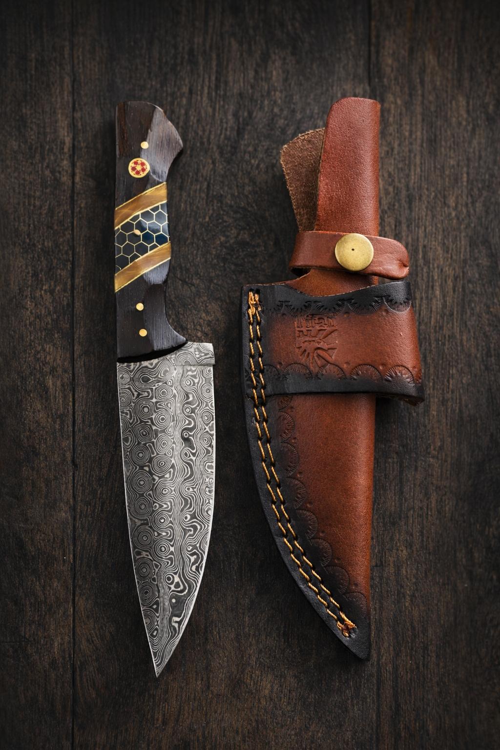 Titan Damascus Drop-Point Outdoor Knife TK-511