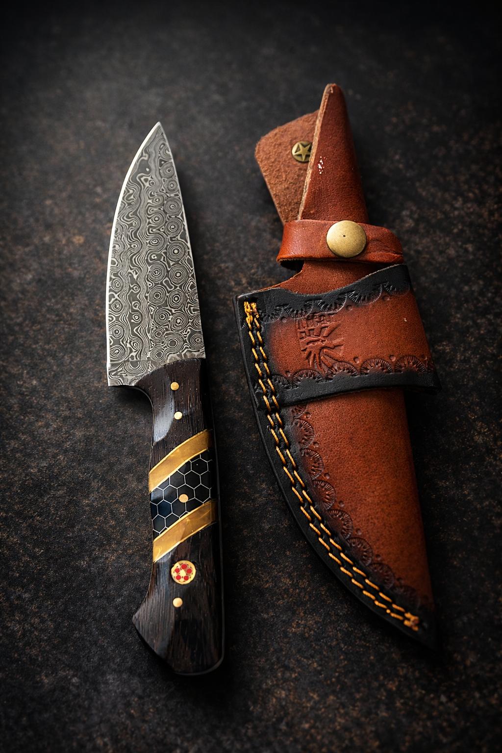 Titan Damascus Drop-Point Outdoor Knife TK-511