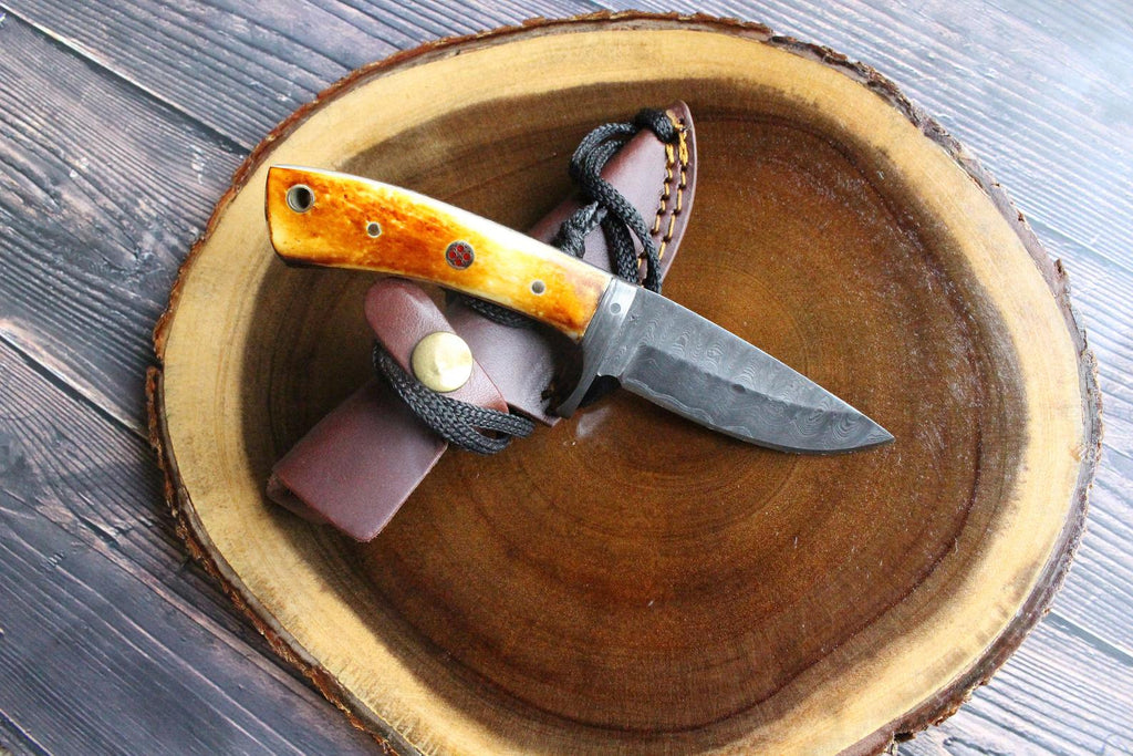 Titan Damascus Drop-Point Hunting Knife TD-077