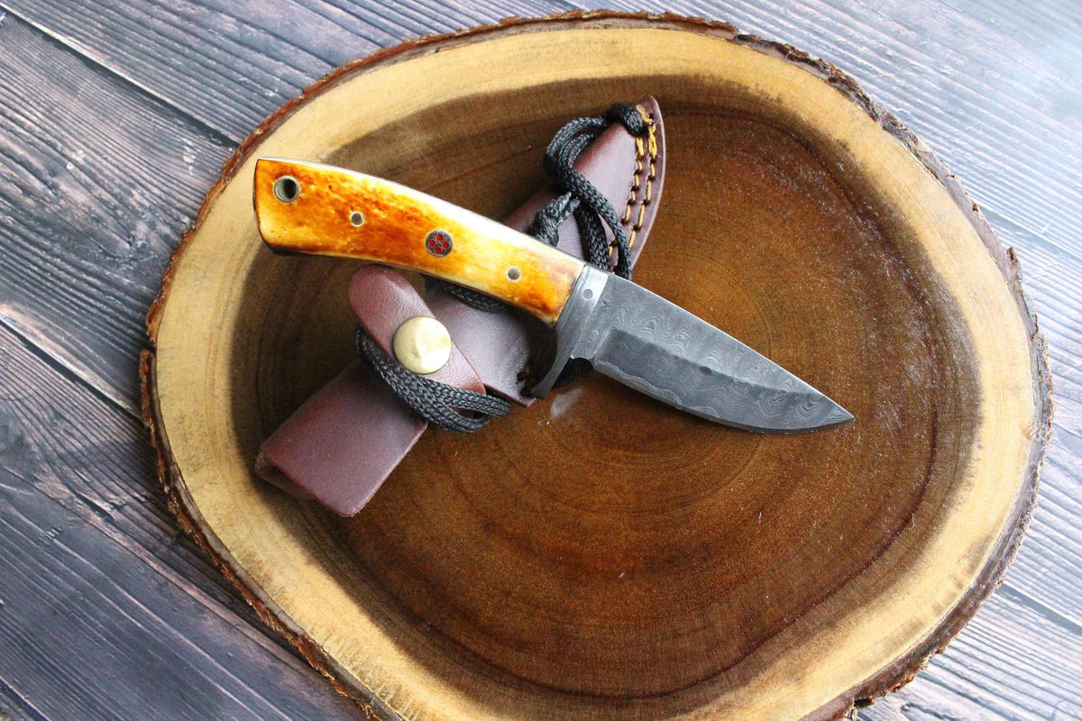 Titan Damascus Drop-Point Hunting Knife TD-077