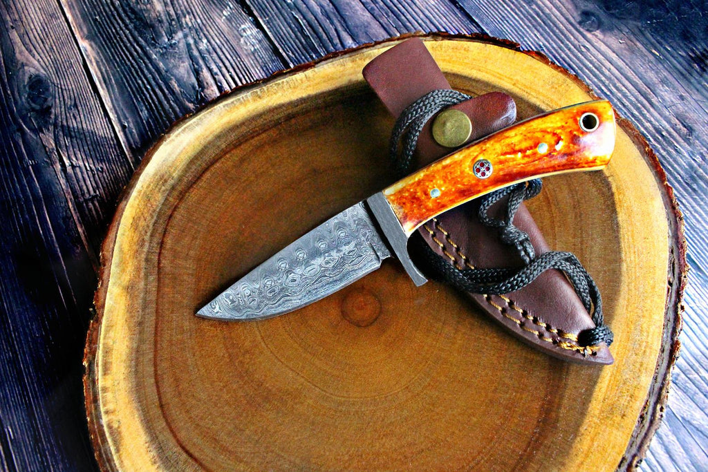 Titan Damascus Drop-Point Hunting Knife TD-077