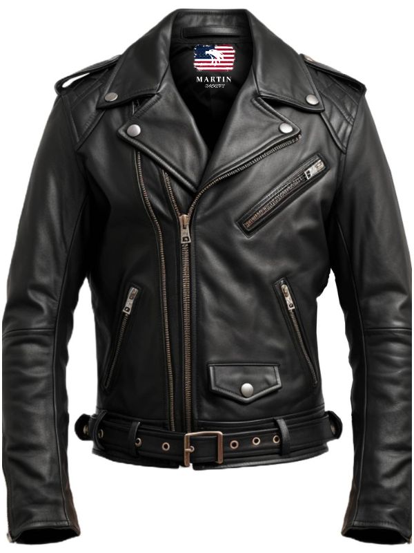 Men's Black Leather Biker Jacket
