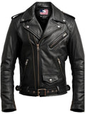 Men's Black Leather Biker Jacket