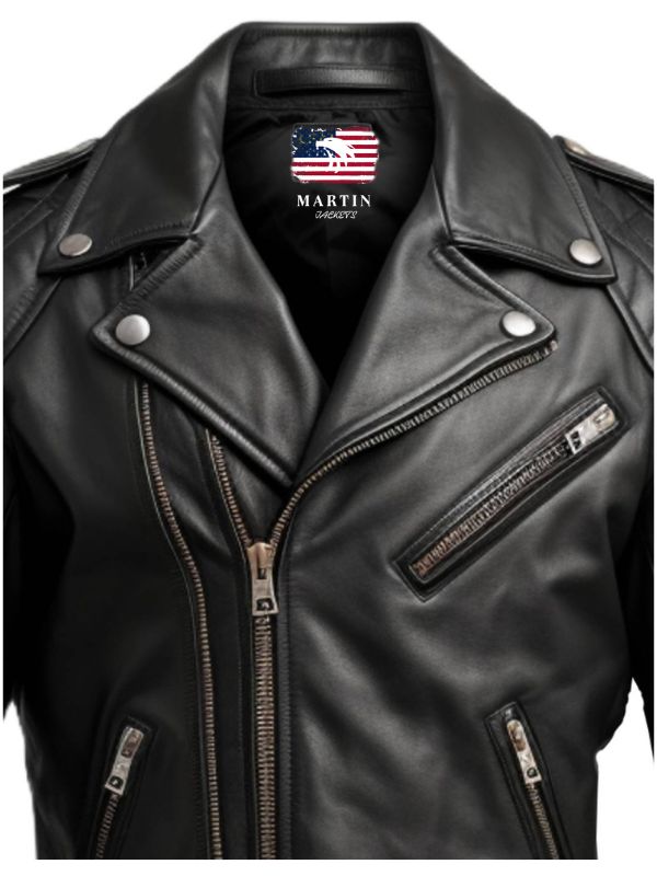 Men's Black Leather Biker Jacket