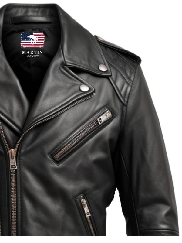Men's Black Leather Biker Jacket