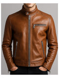 Men's Brown Leather Bomber Jacket