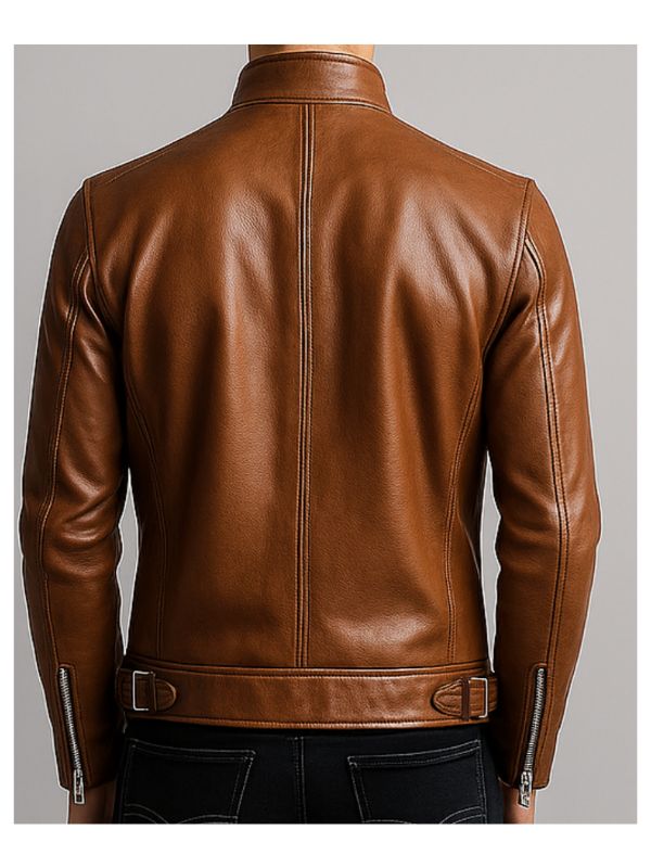 Men's Brown Leather Bomber Jacket