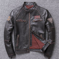 Men's Genuine Leather Motorcycle Jacket - Slim Fit Design - # BOAA13210025