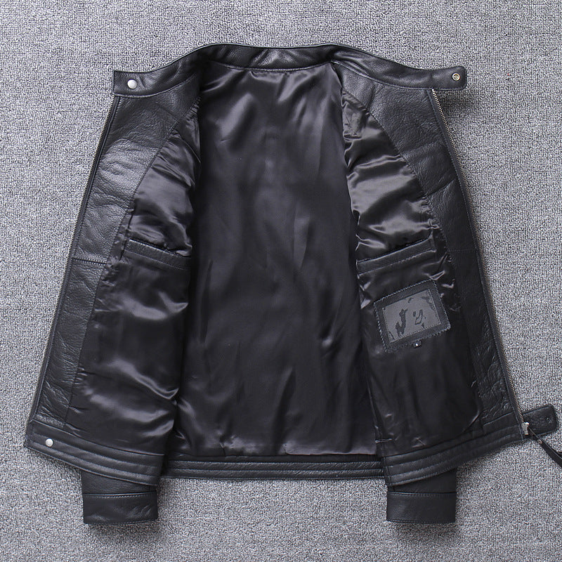Men's Genuine Leather Motorcycle Jacket - Slim Fit Design - # BOAA13210025