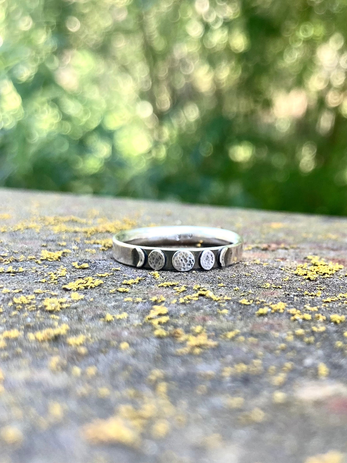 Moon Phase Band Ring in Sterling Silver