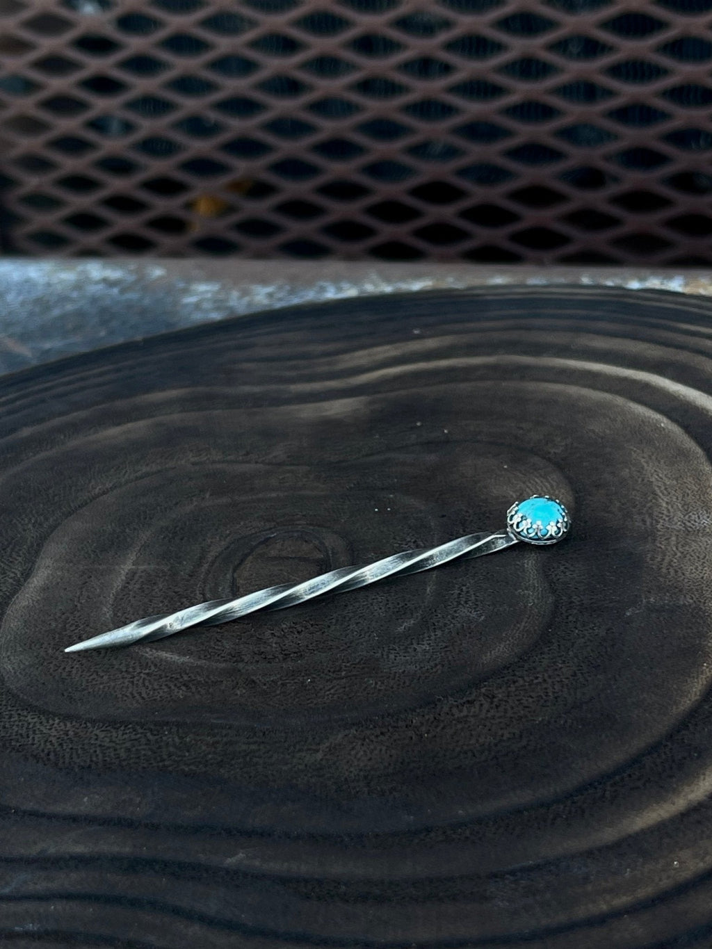 Turquoise Sterling Silver Cowboy Toothpick - Hat Pin