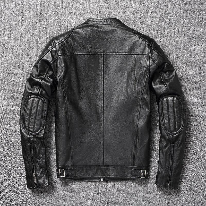 STEVVEX Men's Brown Leather Motorcycle Jacket